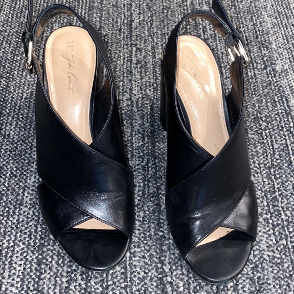 Vince Camuto black leather sandal heel